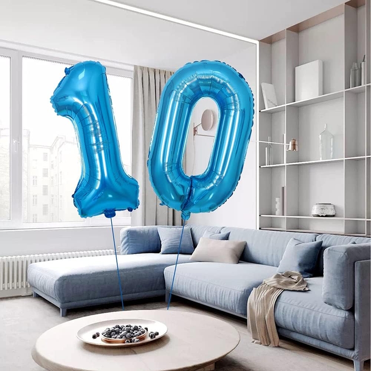 Blue Number 40″ Foil Balloon 0-9