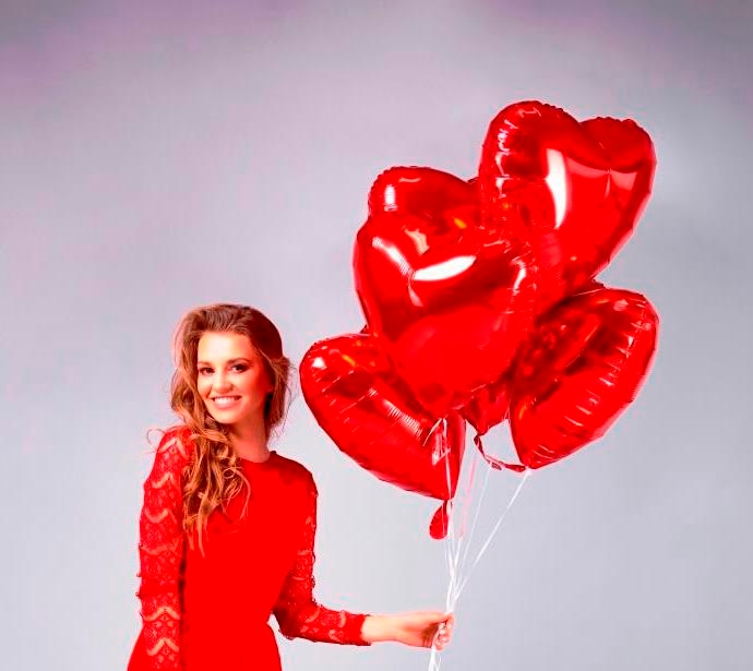 Heart Shaped Red Foil Balloons 5pcs