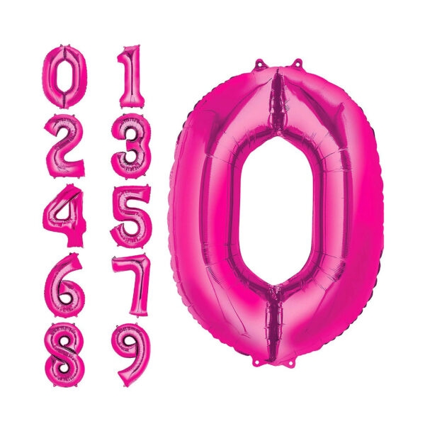 16″ Pink Number Foil Balloon 0 to 9