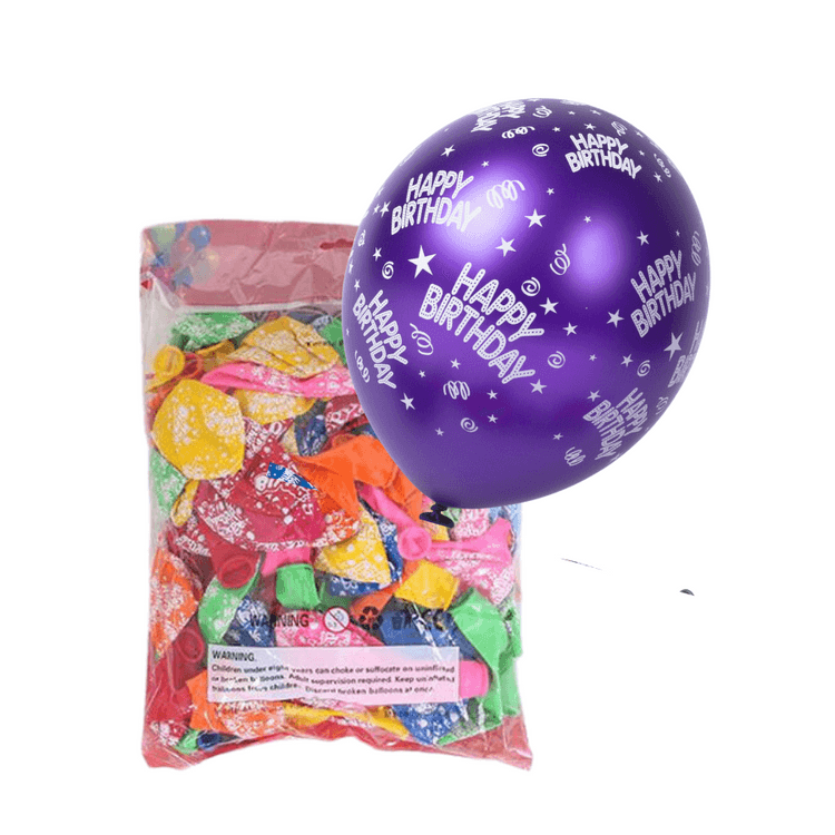 50-Pieces Happy Birthday Multi Colors Latex Balloon