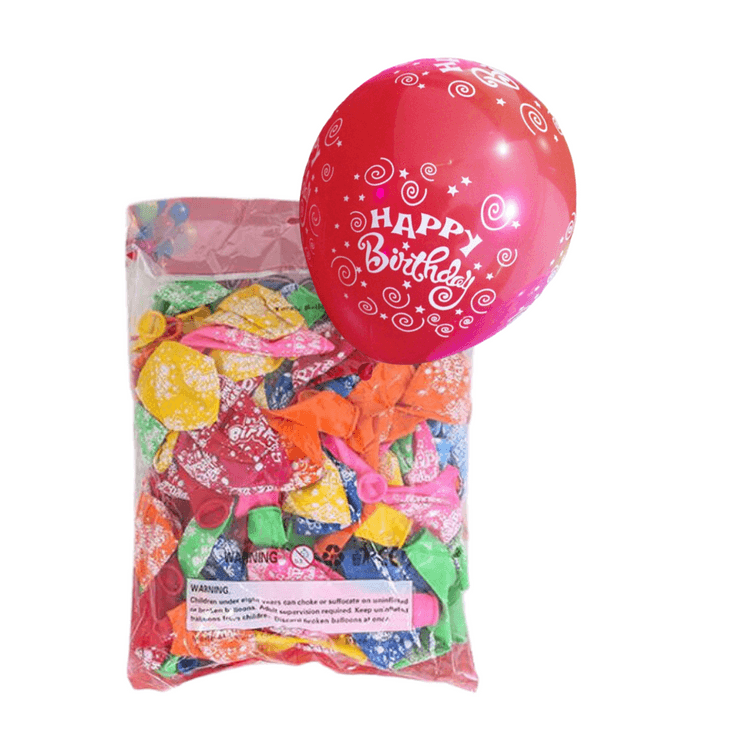100-Pieces Happy Birthday Multi Colors Latex Balloon