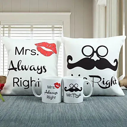 Personalized Mr & Mrs Pillow & Mug Set
