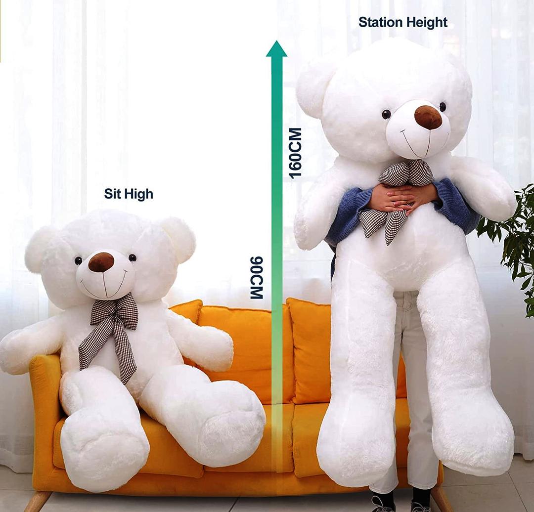 Giant Huge Cuddly Stuffe Teddy Bear (White- 160 CM)--0