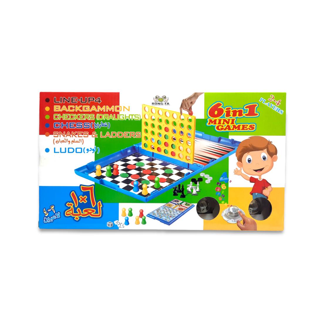 6in1 Board Games Ludo, Snakes and Ladders, Checkers, Chess, and Line-Up4 Game Set for Kids and Adults, Backgammon,--2